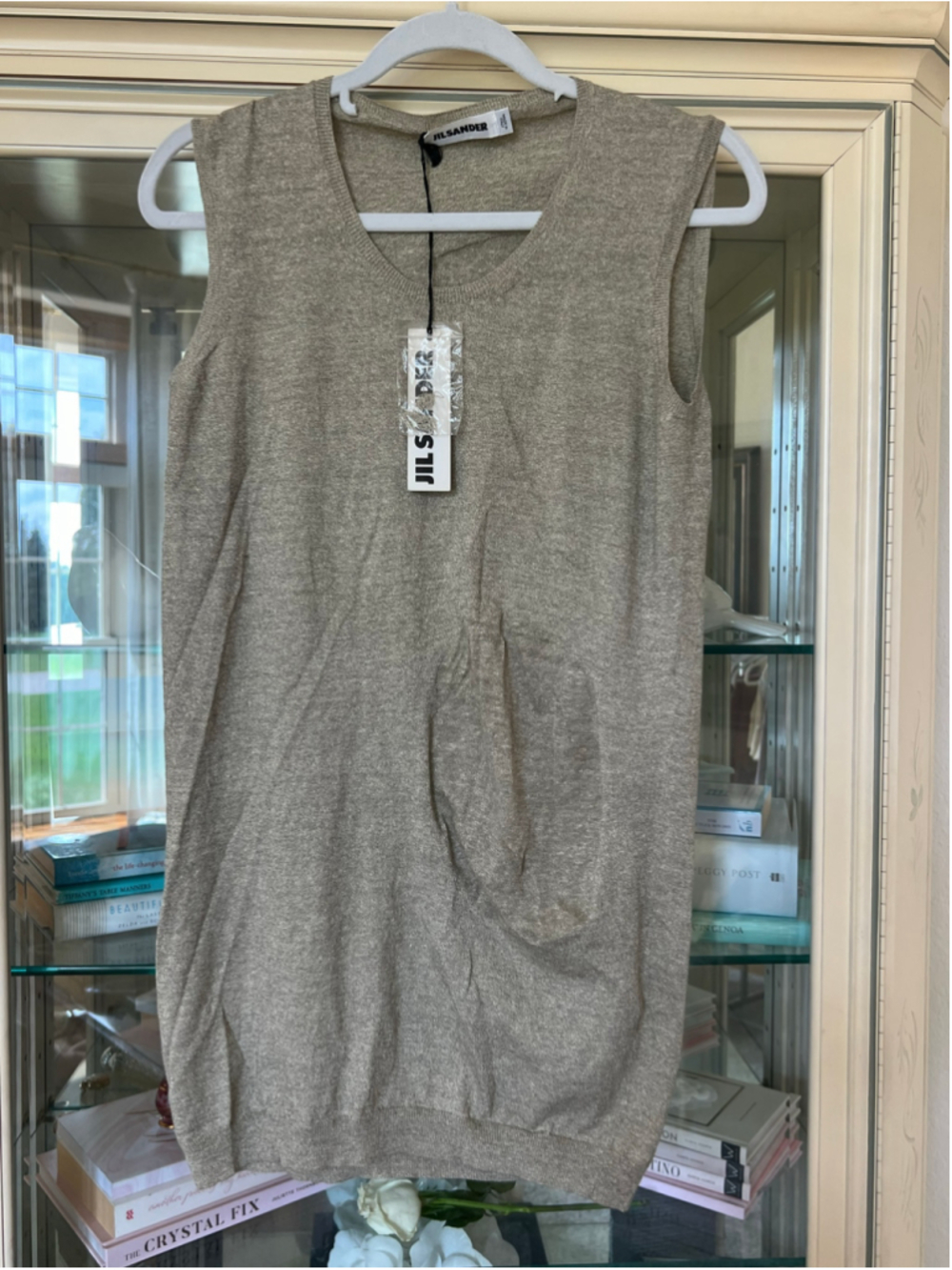 Women's Jil Sander Sleeveless Knit Tank Top Beige Size 42/M NWT!